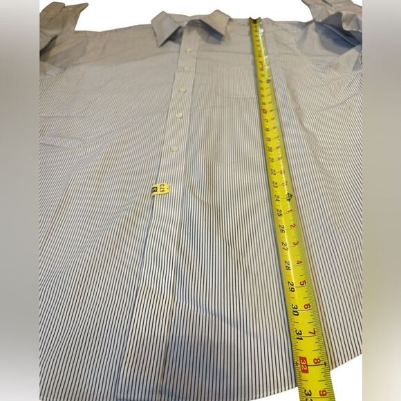 Brooks Brothers Regent Button Down Shirt Non Iron White Blue Stripes Mens 18 - Picture 9 of 10